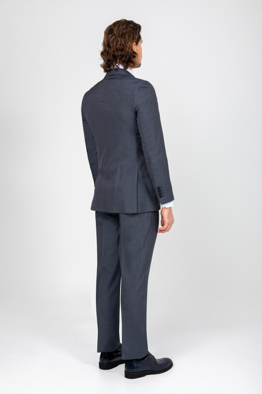 Erkek Gri Lacivert Regular Fit Takım Elbise