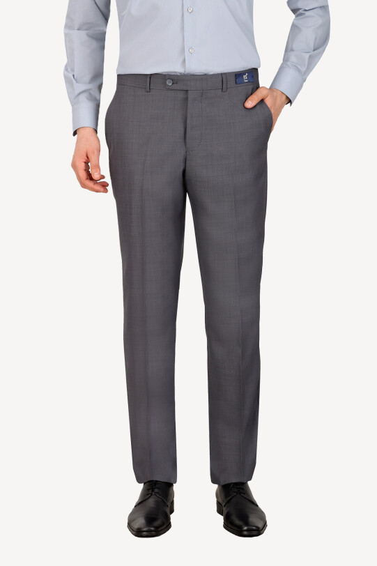 Erkek Gri Regular Fit Kumaş Pantolon