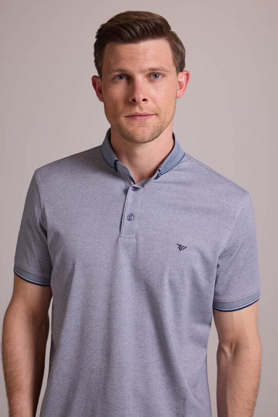 Erkek Gri Regular Fit Merserize Polo Yaka T-shirt