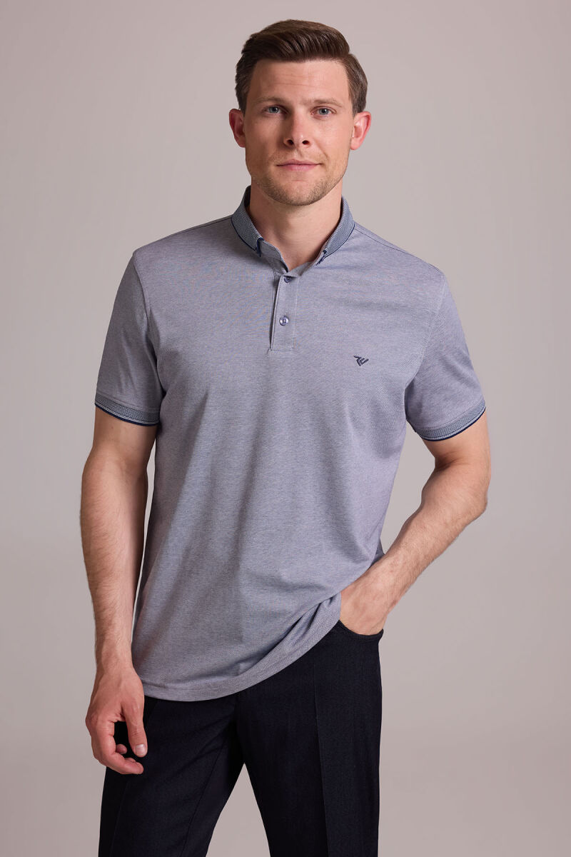 Erkek Gri Regular Fit Merserize Polo Yaka T-shirt - 2