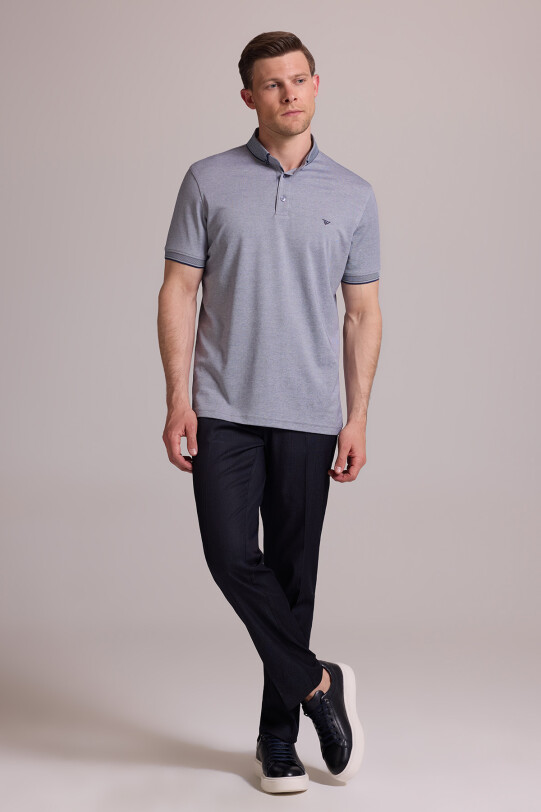 Erkek Gri Regular Fit Merserize Polo Yaka T-shirt