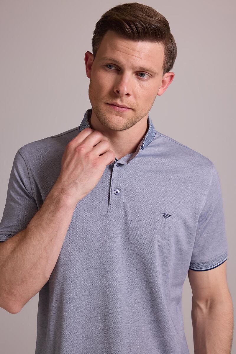 Erkek Gri Regular Fit Merserize Polo Yaka T-shirt - 4