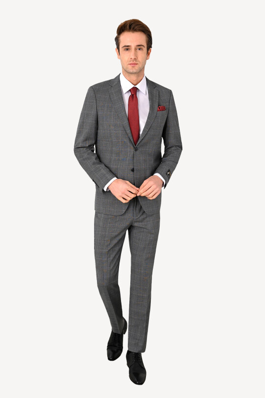 Erkek Gri Regular Fit Takım Elbise