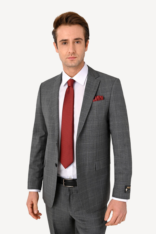 Erkek Gri Regular Fit Takım Elbise