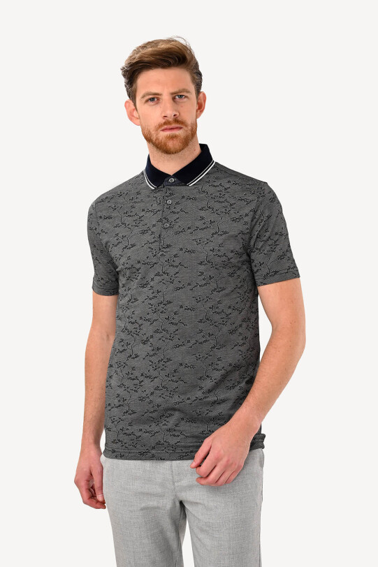 Erkek Gri T-Shirt Polo Yaka