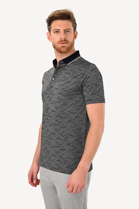 Erkek Gri T-Shirt Polo Yaka