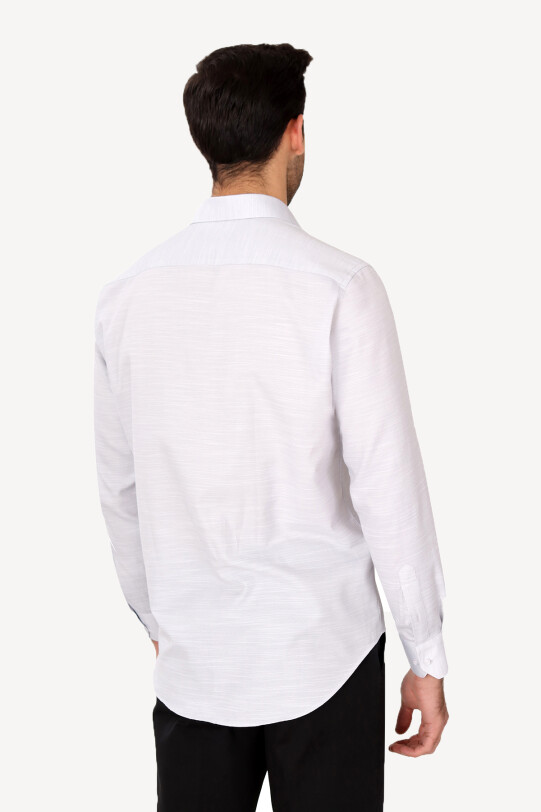 Erkek Gri Uzun Kol Klasik Desenli Gömlek