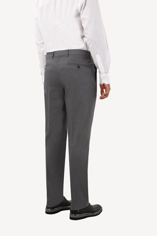 Erkek Gri Yünlü Klasik Kumaş Pantolon