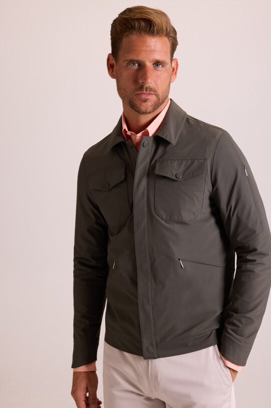 Erkek Haki Yeşil Klasik Yaka Yazlık Mont