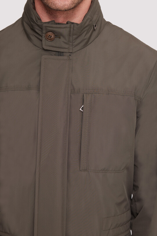 Erkek Haki Yeşil Regular Fit Yazlık Spor Kapüşonlu Mont