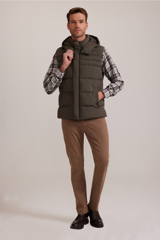 Erkek Haki Yeşil Regular Fit Yelek