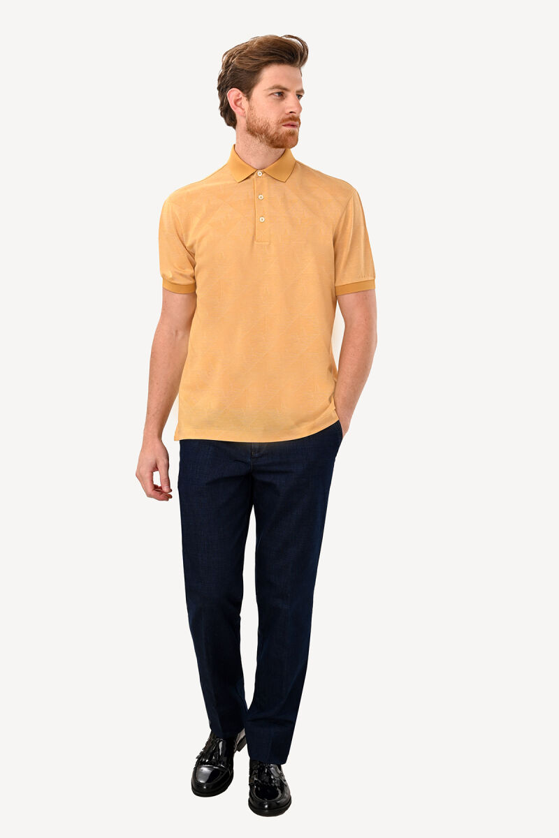 Erkek Hardal Desenli Polo Yaka Tshirt - 3