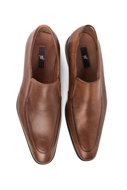 Erkek Kahverengi Klasik Bağcıksız Deri Aykakabı