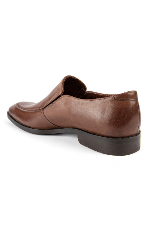 Erkek Kahverengi Klasik Bağcıksız Deri Aykakabı