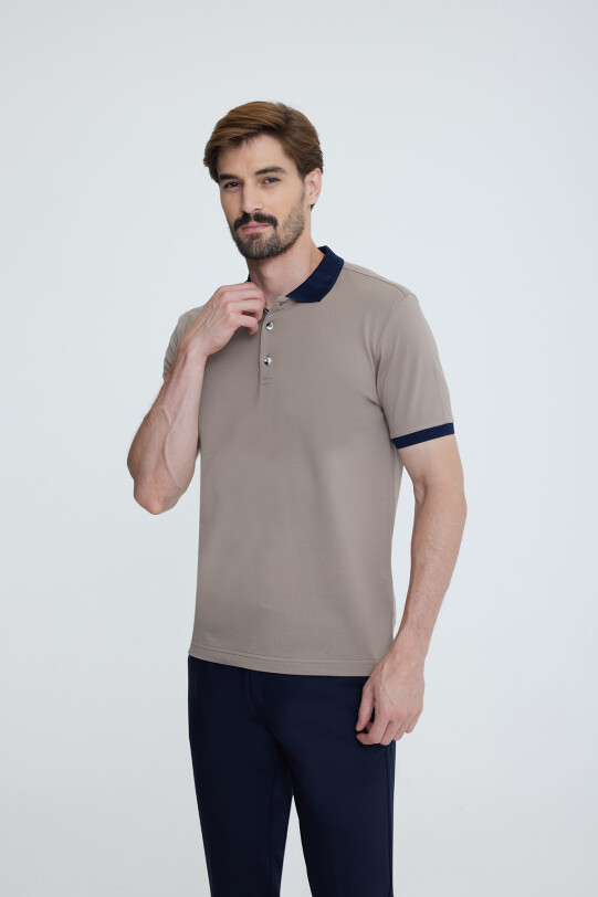 Erkek Kahverengi Polo Yaka T-shirt