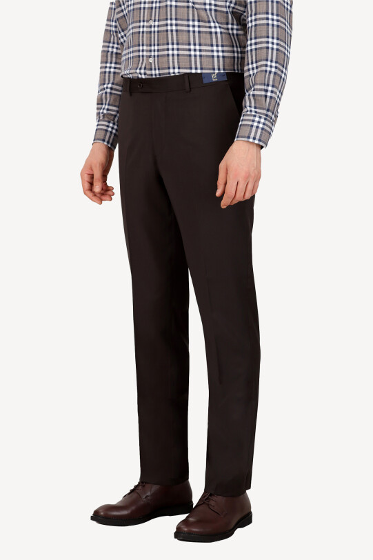 Erkek Kahverengi Regular Fit Kumaş Pantolon