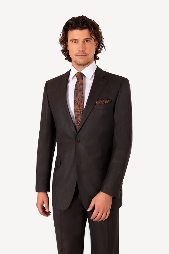 Erkek Kahverengi Regular Fit Takım Elbise