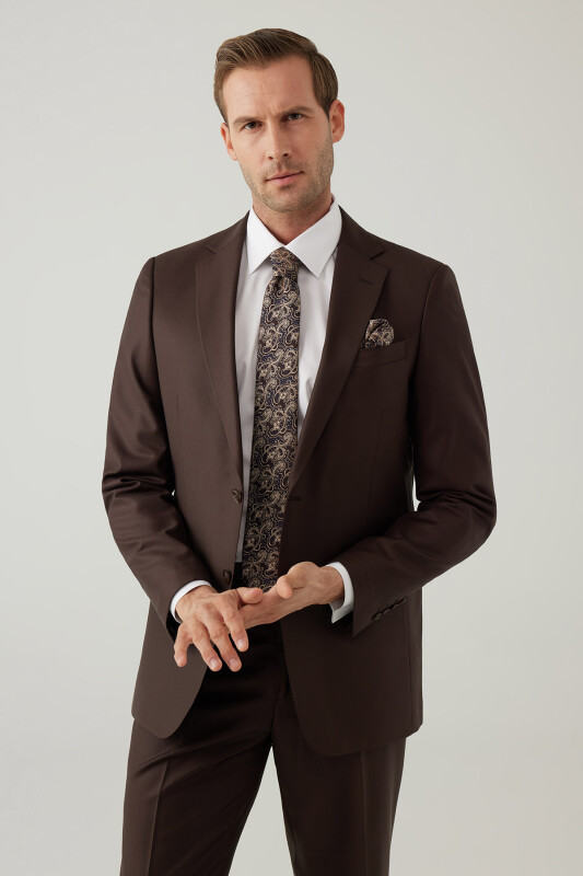 Erkek Kahverengi Regular Fit Takım Elbise
