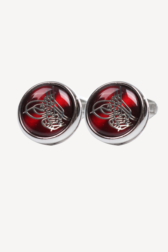 Erkek Kırmızı Desenli Kol Düğmesi - YSF