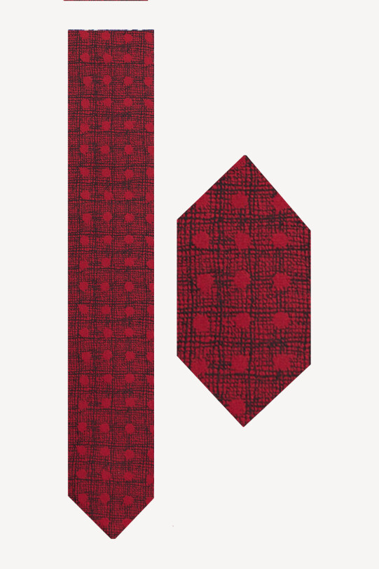 Erkek Kırmızı Kravat Mendil Set - YSF