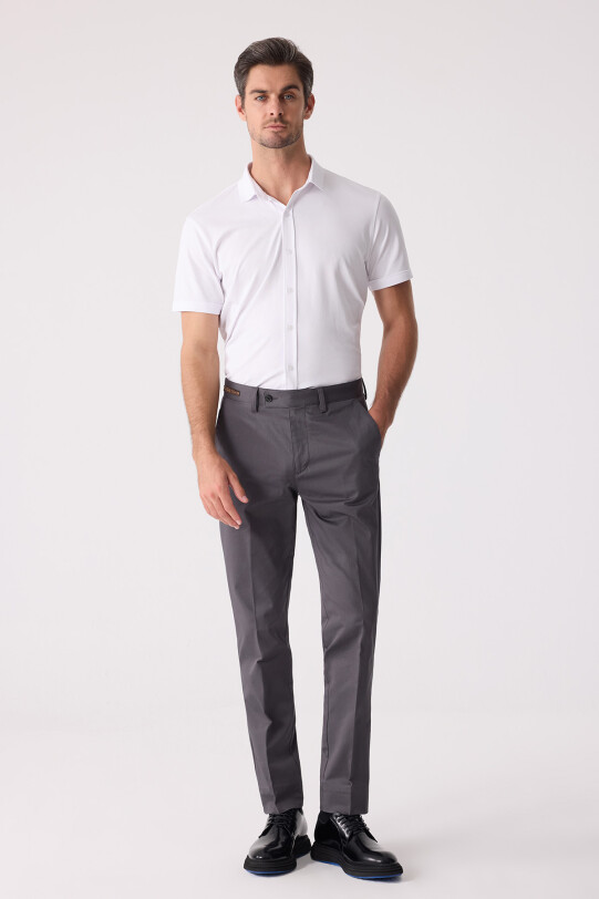 Erkek Koyu Gri Regular Fit Kanvas Pantalon