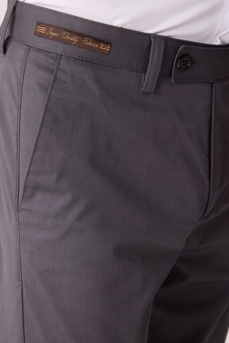 Erkek Koyu Gri Regular Fit Kanvas Pantalon - 6