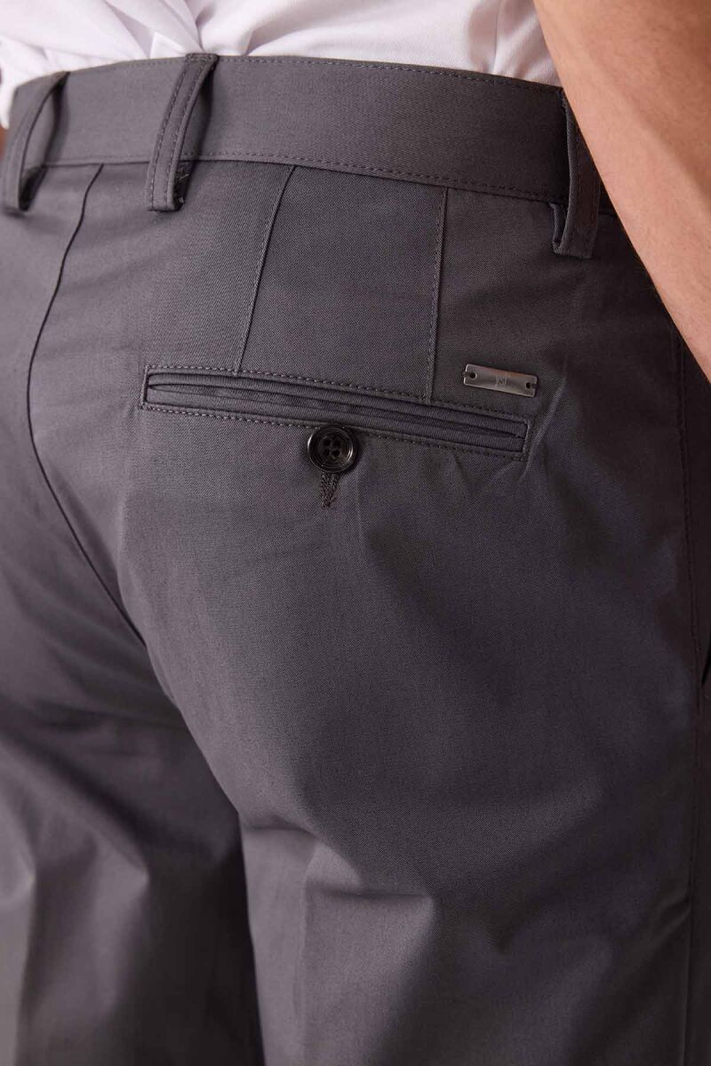 Erkek Koyu Gri Regular Fit Kanvas Pantalon - 7