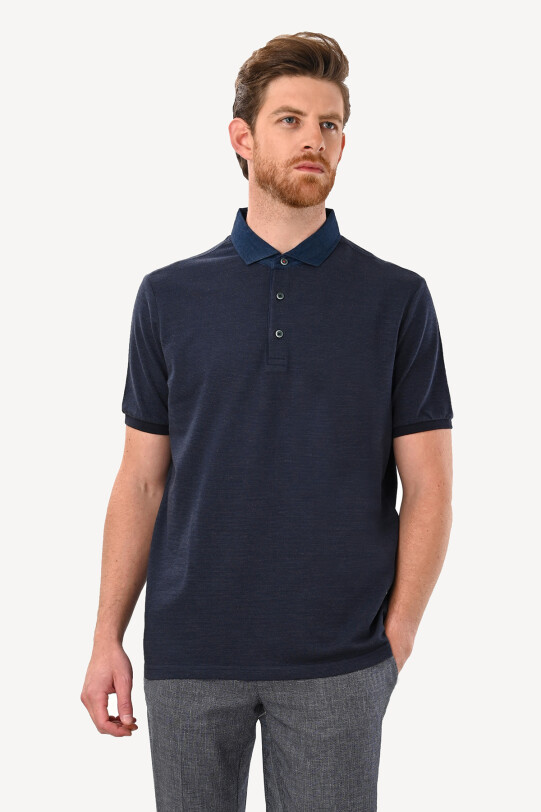 Erkek Koyu Lacivert Regular Fit Polo Yaka Tshirt
