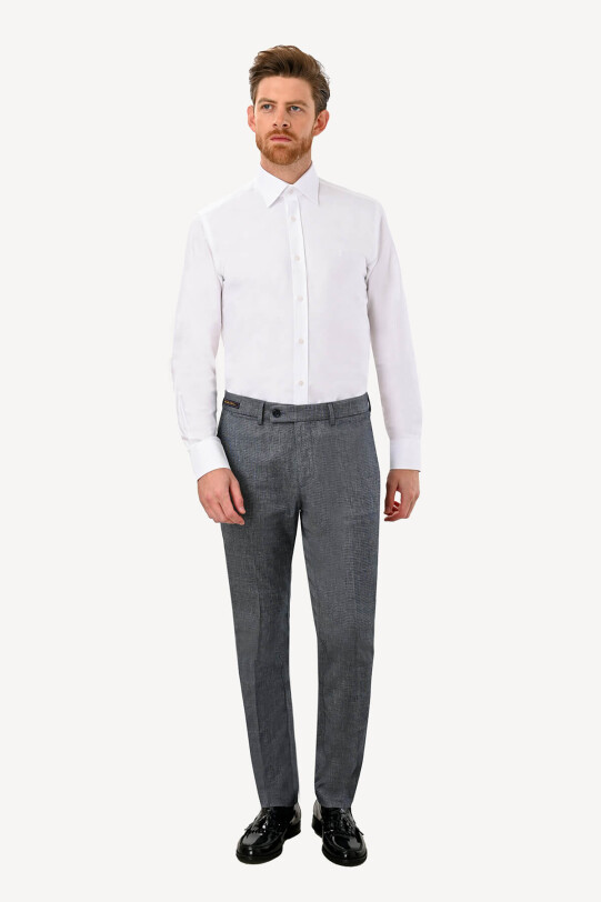 Erkek Koyu Mavi Regular Fit Keten Spor Pantolon