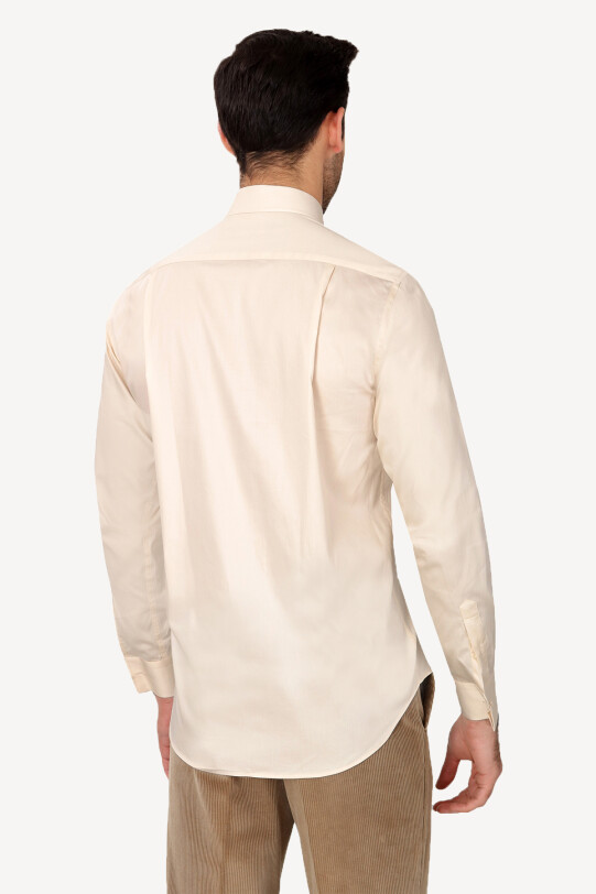 Erkek Krem Uzun Kol Klasik Gömlek