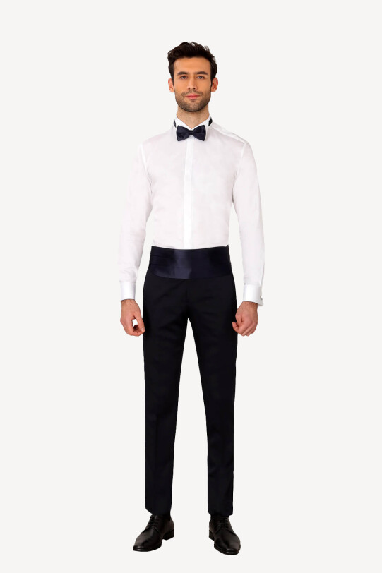 Erkek Lacivert Damatlık Kuşak Takım