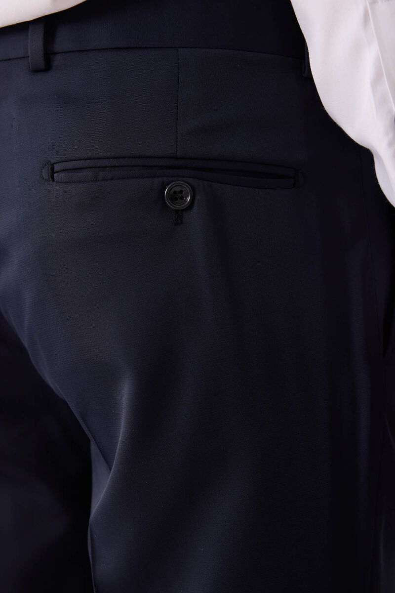 Erkek Lacivert Damatlık Slim Fit Kırlangıç Yaka Desenli - 11