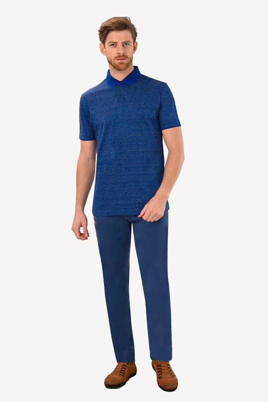Erkek Lacivert Desenli Regular Fit Polo Yaka Tshirt