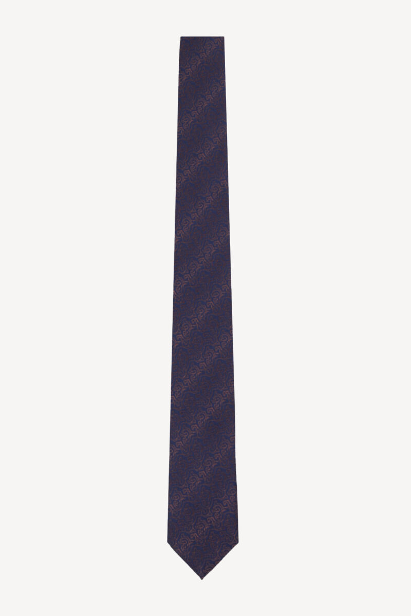 Erkek Lacivert Desenli Slim Kravat - 1