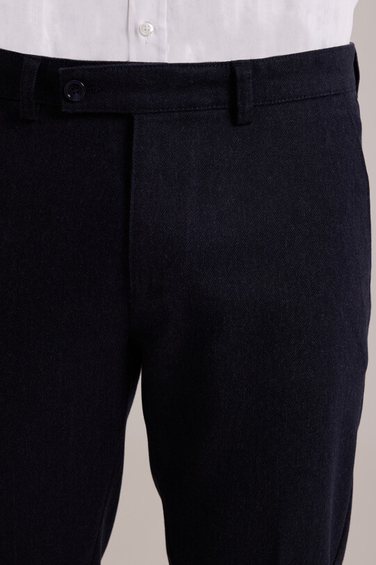 Erkek Lacivert Düz Regular Fit Yan Cep Kanvas Pantolon