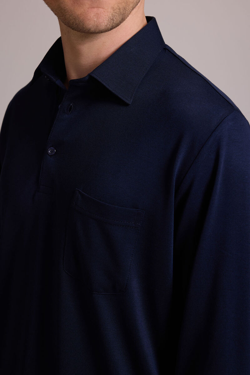 Erkek Lacivert Polo Yaka Sweatshirt - 8