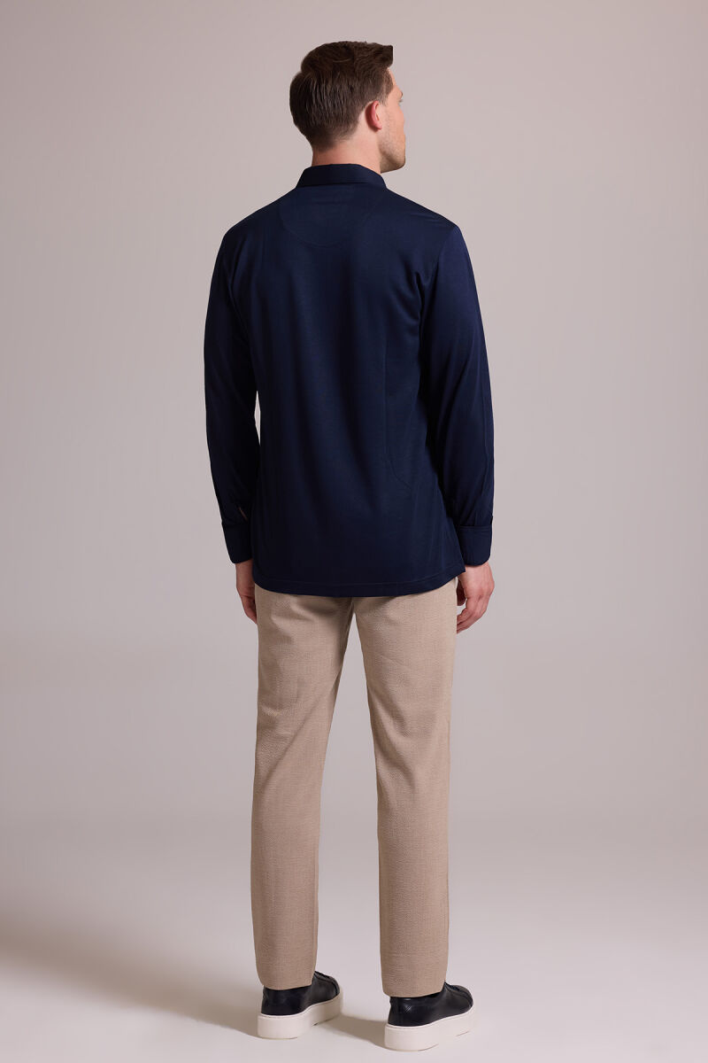 Erkek Lacivert Polo Yaka Sweatshirt - 9