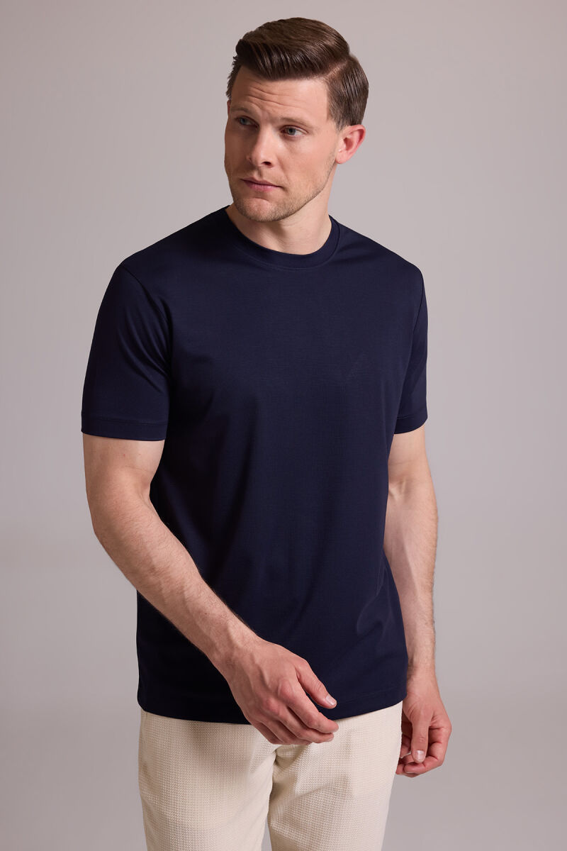 Erkek Lacivert Regular Fit Bisiklet Yaka T-shirt - 2