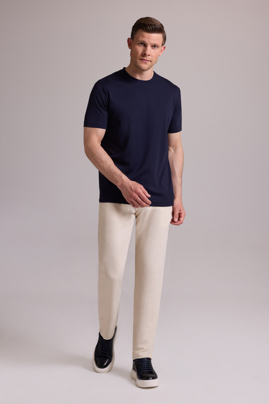 Erkek Lacivert Regular Fit Bisiklet Yaka T-shirt