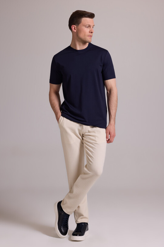 Erkek Lacivert Regular Fit Bisiklet Yaka T-shirt