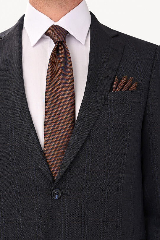 Erkek Lacivert Regular Fit Çift Yırtmaçlı Takım Elbise