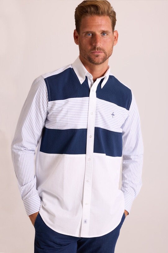 Erkek Lacivert Regular Fit Desenli Pamuk Gömlek