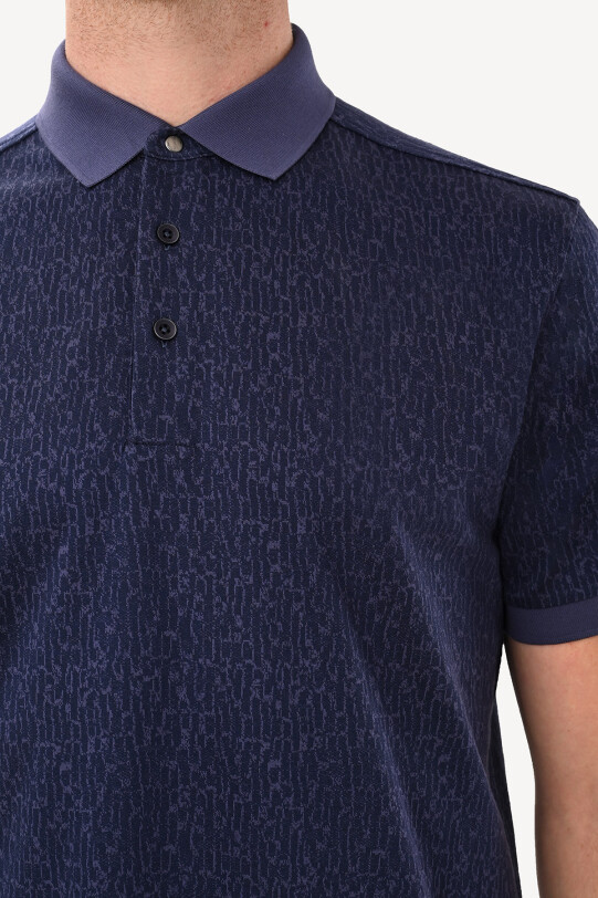 Erkek Lacivert Regular Fit Desenli Polo Yaka Tshirt
