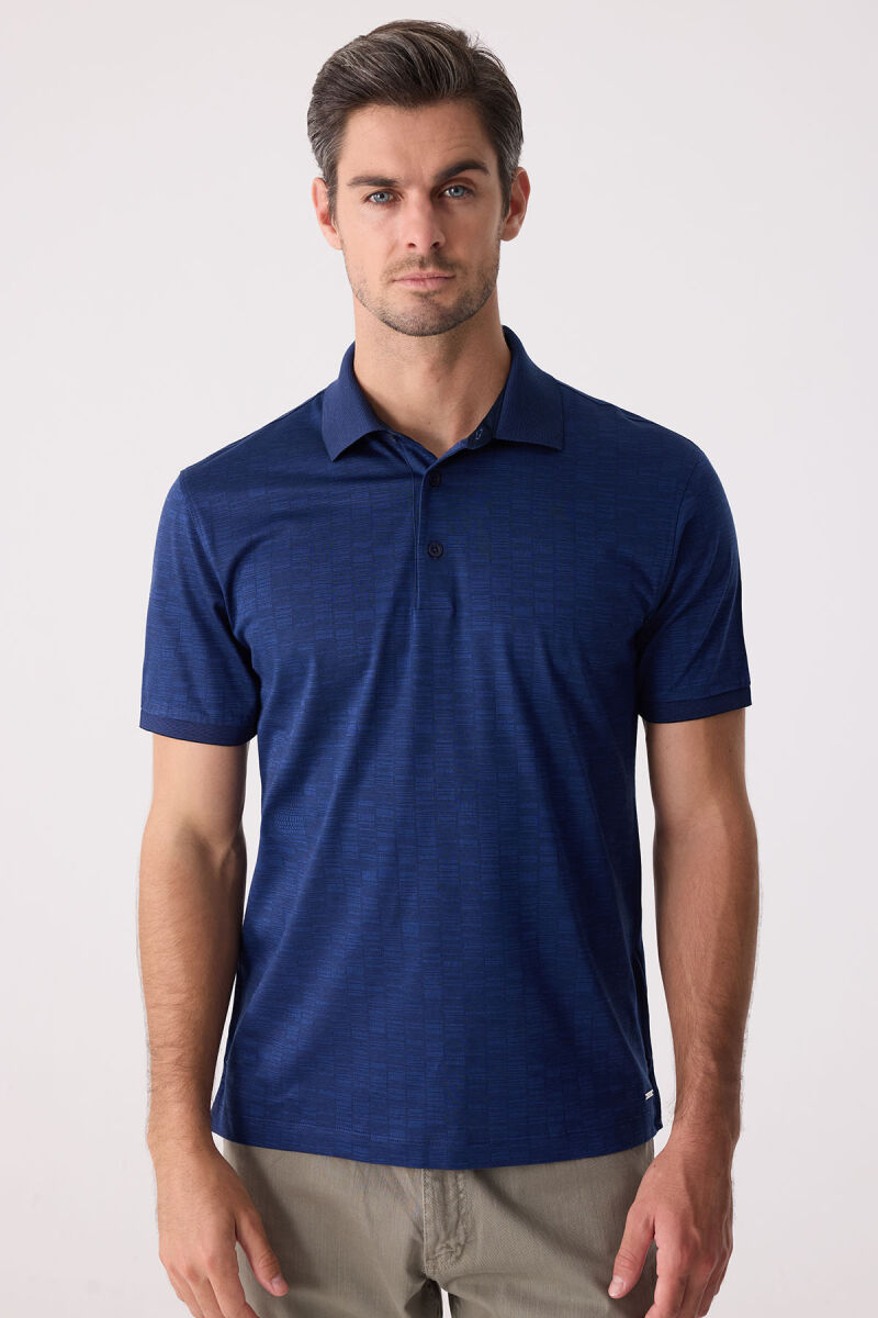 Erkek Lacivert Regular Fit Merserize Polo Yaka Tişört - 1