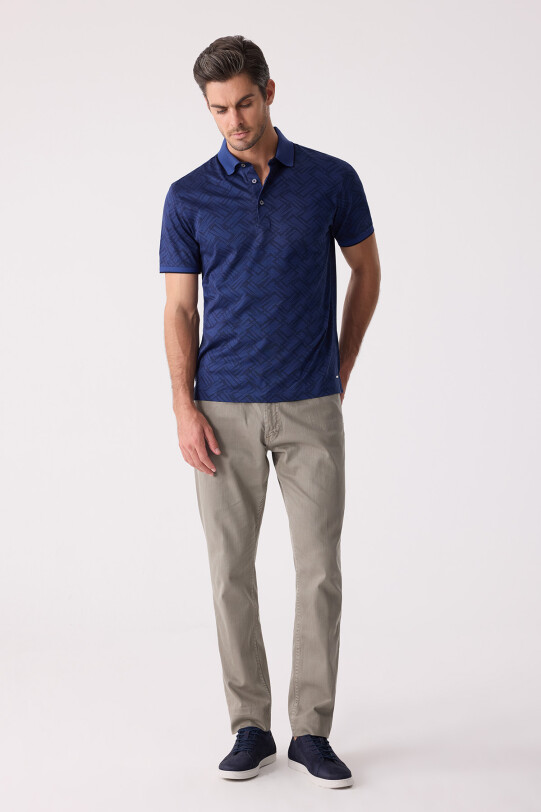 Erkek Lacivert Regular Fit Polo Yaka Merserize Tişört