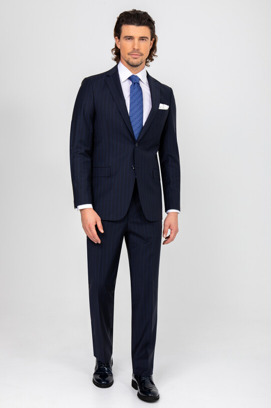 Erkek Lacivert Regular Fit Takım Elbise - YSF