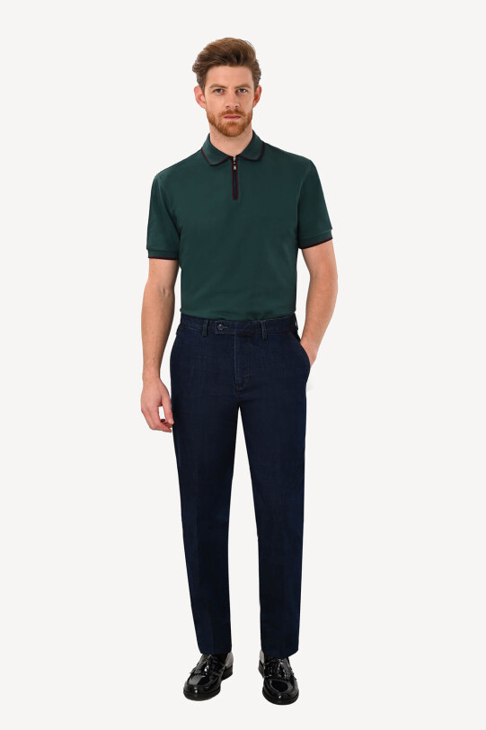 Erkek Lacivert Regular Fit Yan Cep Kot Spor Pantolon