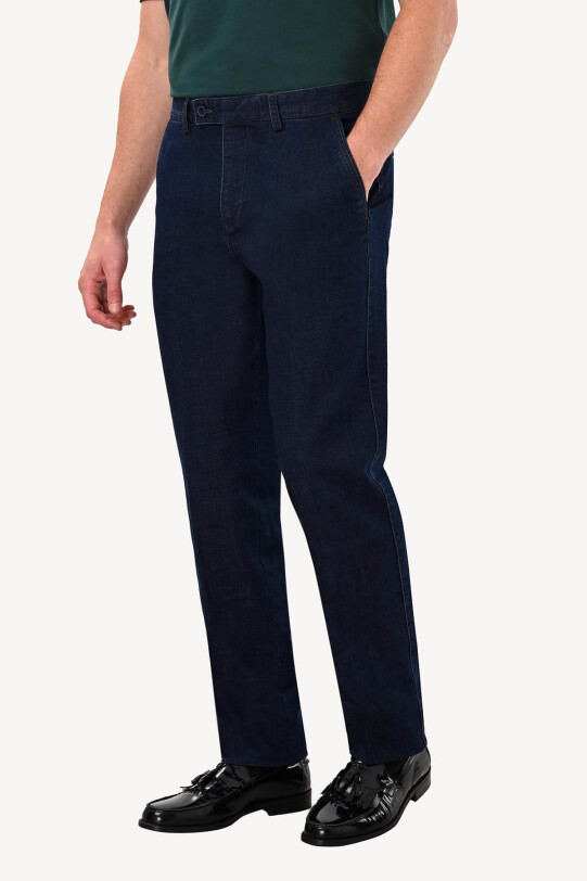 Erkek Lacivert Regular Fit Yan Cep Kot Spor Pantolon