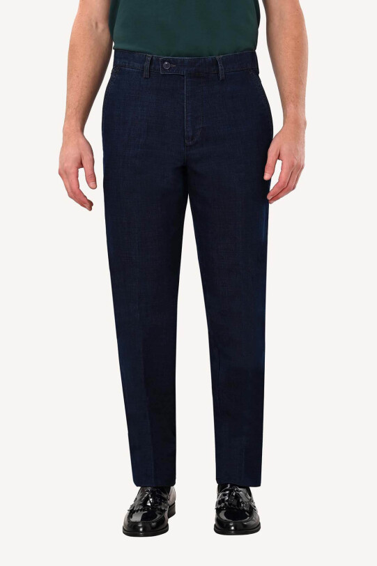 Erkek Lacivert Regular Fit Yan Cep Kot Spor Pantolon