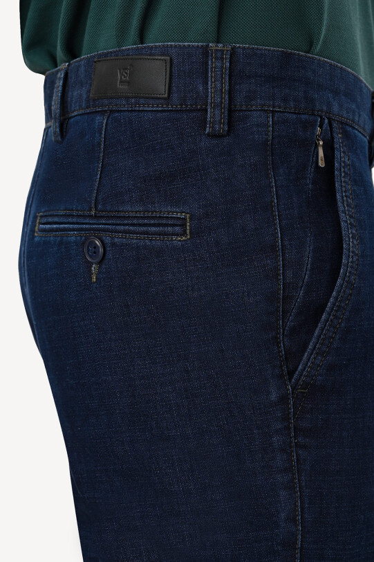 Erkek Lacivert Regular Fit Yan Cep Kot Spor Pantolon